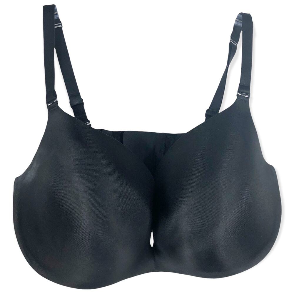 Cacique 40DDD Bra Black Underwire‎ Support Adjustable Straps Plunge Stretch 49